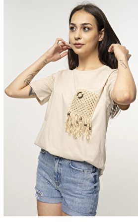 KROŞE ÖRGÜ DETAYLI T-SHIRT